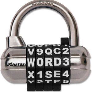 NWT Master Lock Padlock Set Your Own WORD Combination Lock Black 1534DBLK